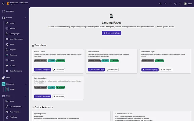 Landing Page module