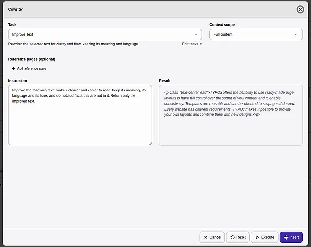 Cowriter dialog
